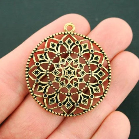 2 Pendant Antique Gold Tone Charms - GC437