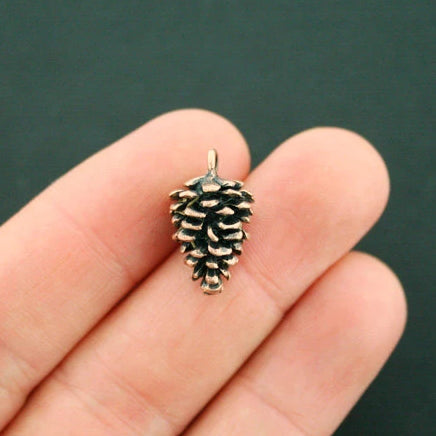 2 breloques en cuivre antique pomme de pin 3D - BC1670