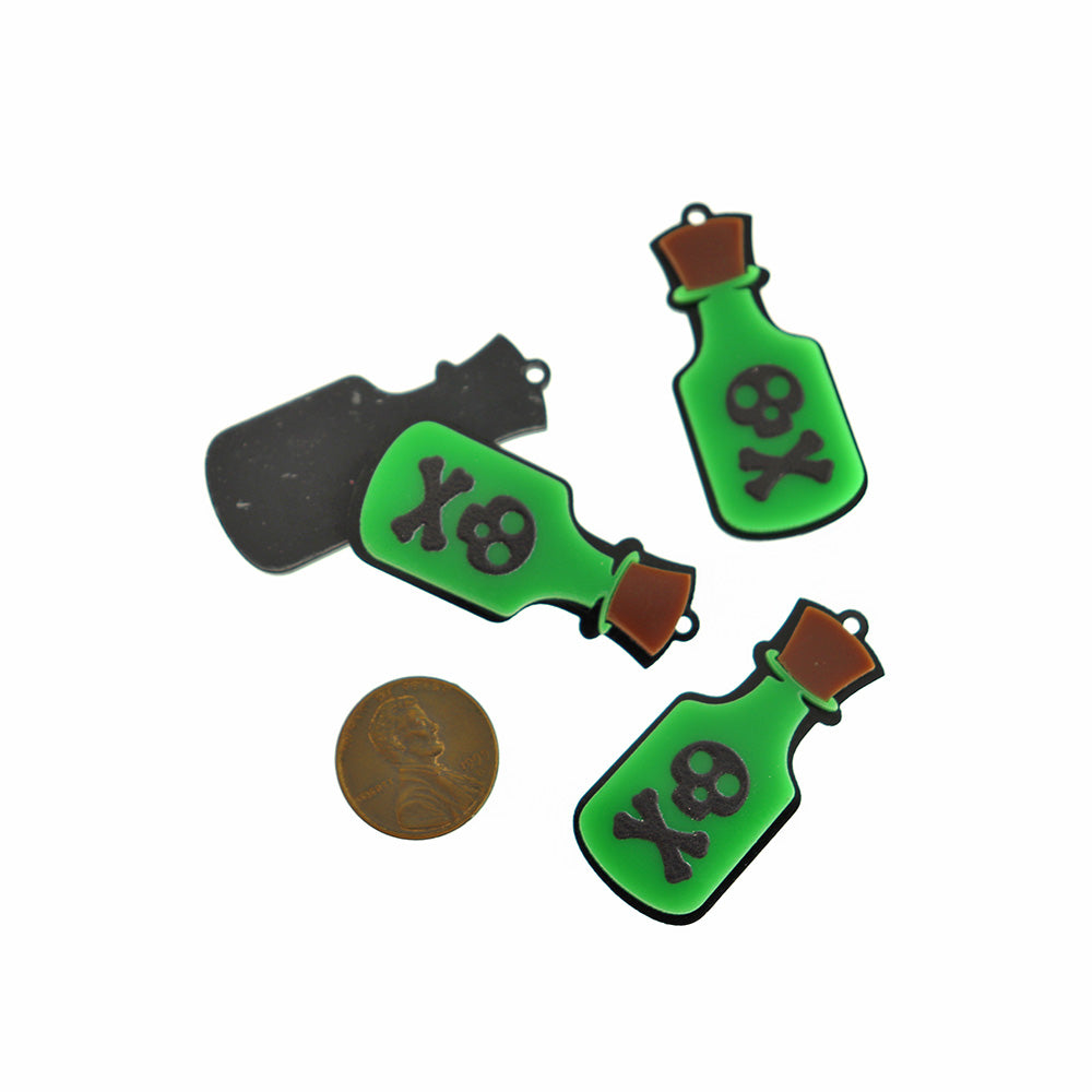 2 Poison Bottle Acrylic Charms - K640