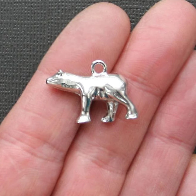 2 Polar Bear Antique Silver Tone Charms 3D - SC2033