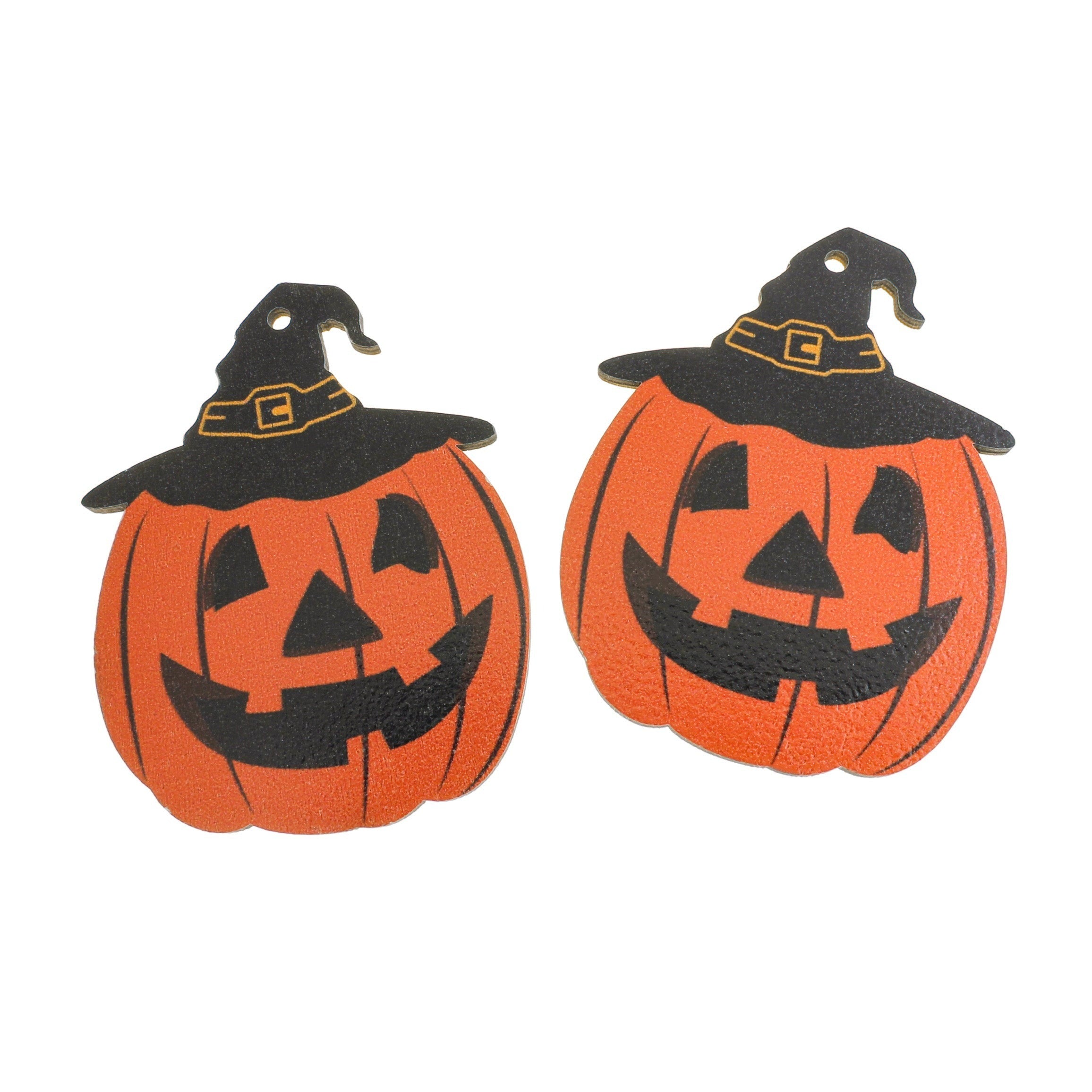 2 Pumpkin Natural Wood Charms - WP496