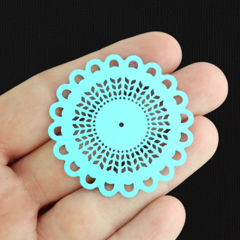 2 breloques en émail filigrane mandala violet - E1540