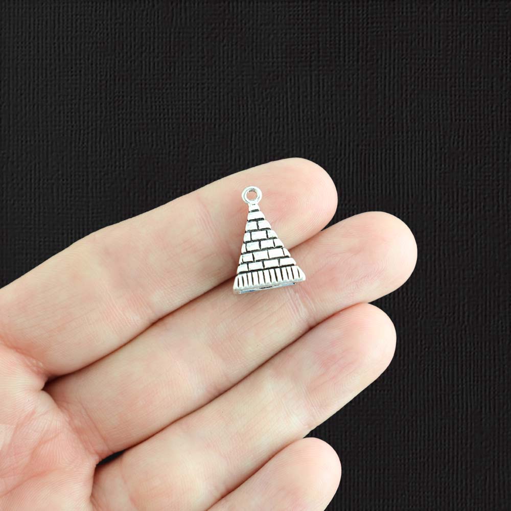 2 Pyramid Antique Silver Tone Charms 3D - SC593