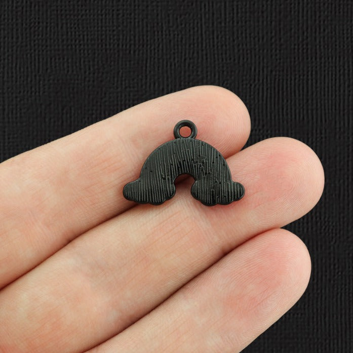2 Rainbow Black Enamel Charms - E1087
