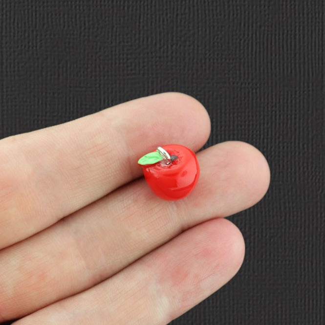 2 Red Apple Resin Charms 3D - Choose Your Color!