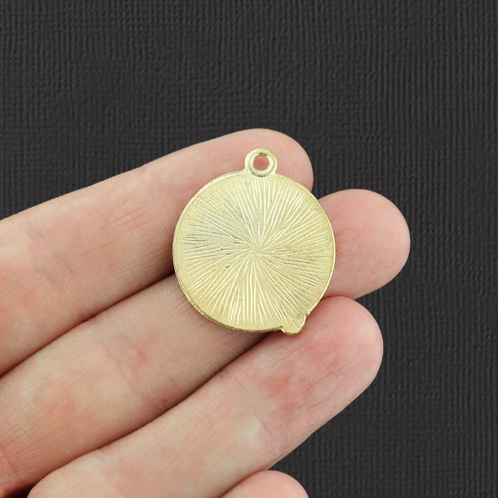 2 Rocket Ship Gold Tone Enamel Charms - E142