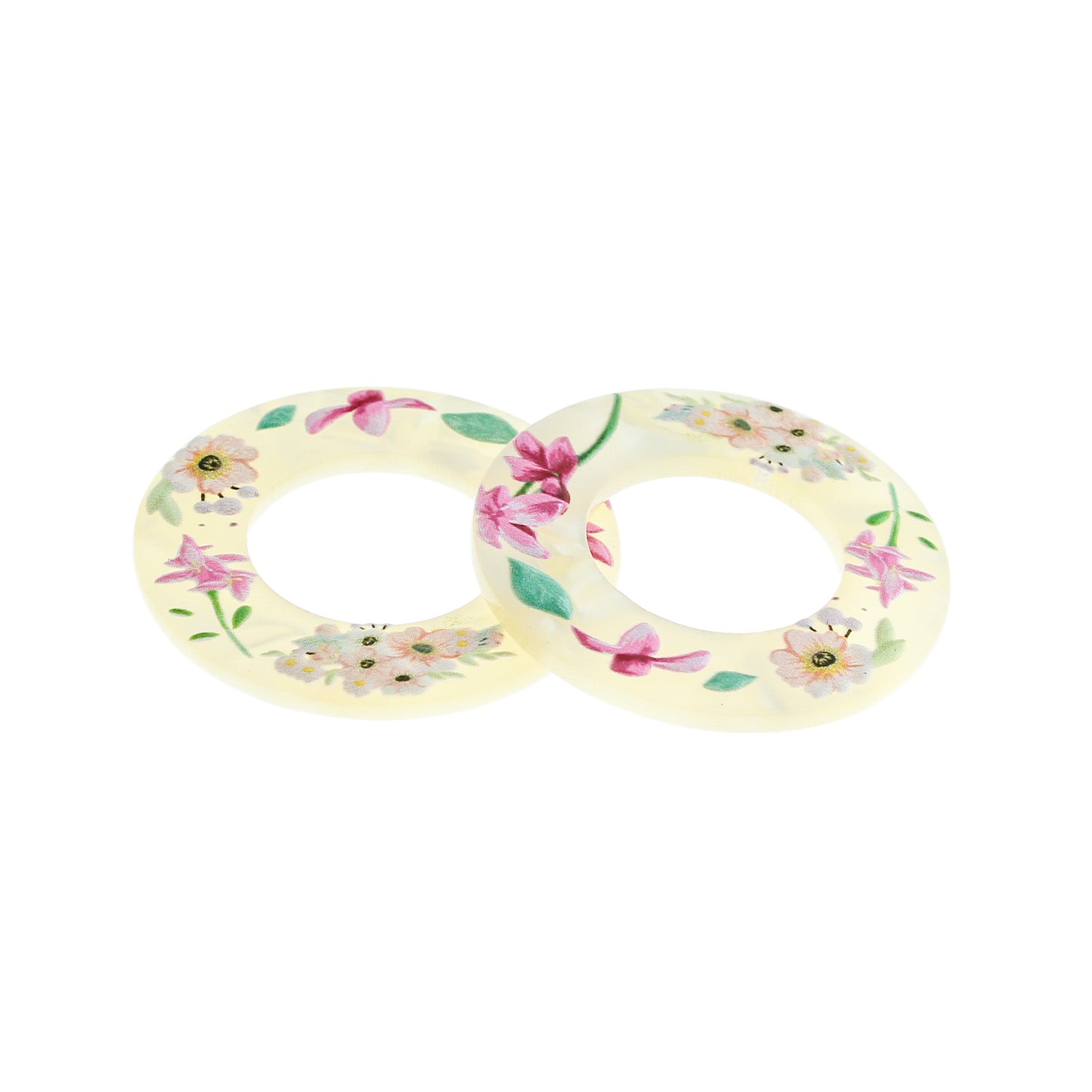 2 breloques fleur ronde en résine - K001