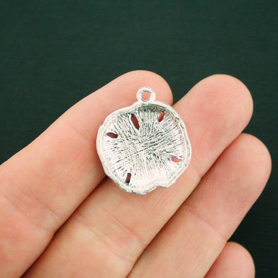 2 Sand Dollar Antique Silver and Gold Tone Charms - SC7061