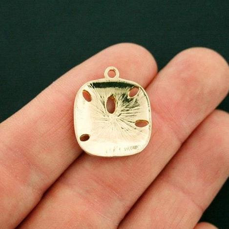 2 Sand Dollar Gold Tone Charms - GC1137