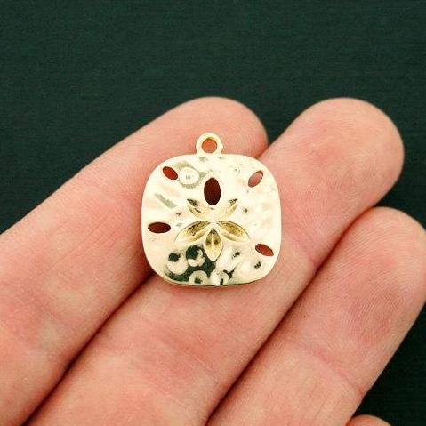 2 Sand Dollar Gold Tone Charms - GC1137