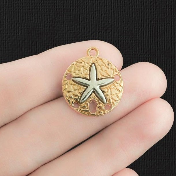 2 Sand Dollar Gold Tone Charms - GC463