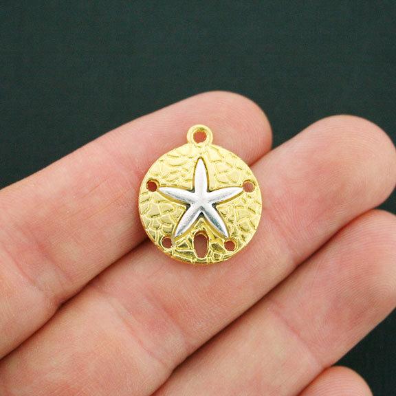 2 Sand Dollar Gold Tone Charms - GC583