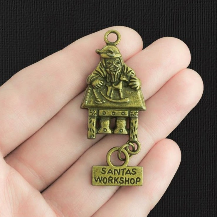 2 Santa Antique Bronze Tone Charms - BC329