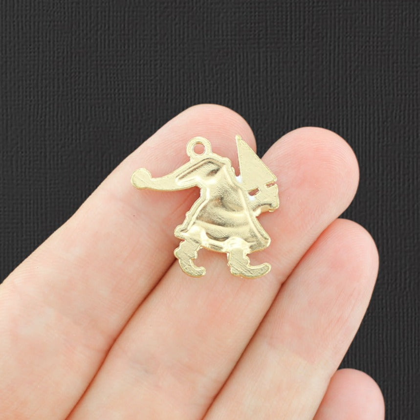 2 Santa Gold Tone Enamel Charms - E785