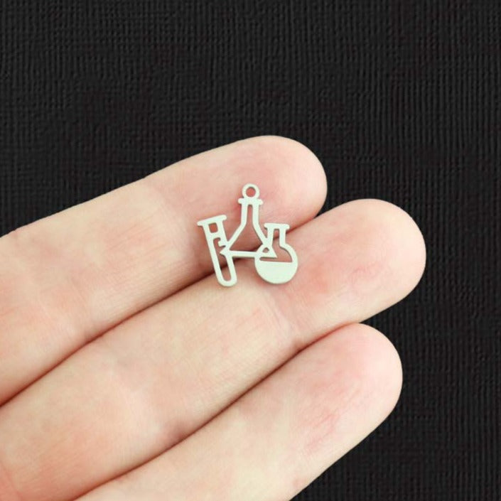 2 Science Beaker Stainless Steel Charms 2 Sided - SSP494