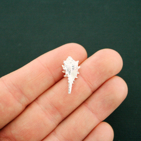 2 Seashell Silver Tone Charms 3D - SC6483