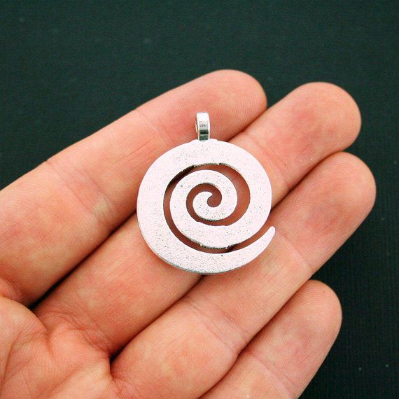 2 Spiral Antique Silver Tone Charms - SC5712