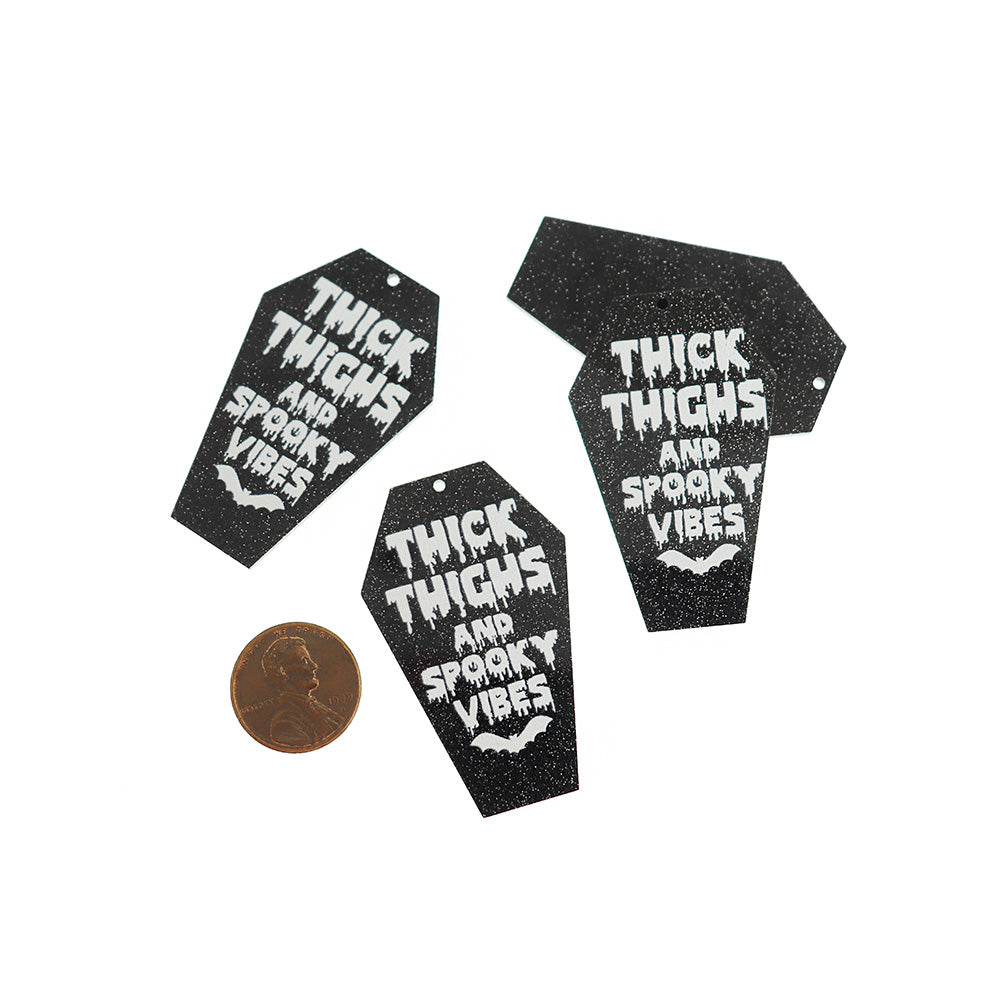 2 breloques acryliques Spooky Vibes Cercueil - K642