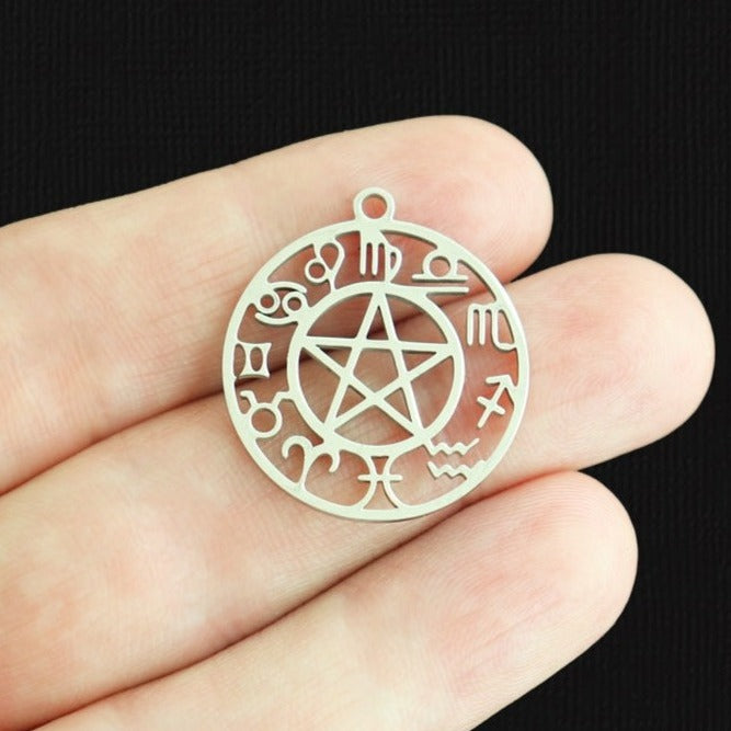 2 Étoiles Avec Constellations Breloques En Acier Inoxydable 2 Faces - SSP594