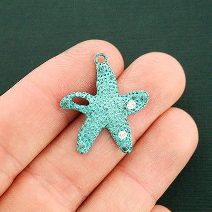 2 Starfish Antique Bronze Tone Charms - BC1701