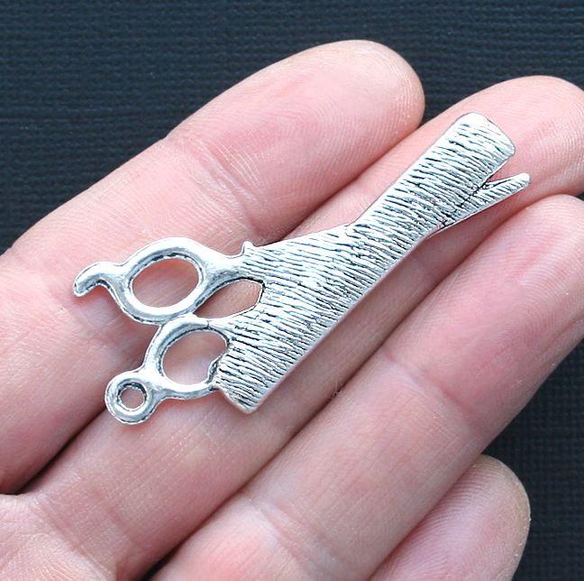 2 Stylist Antique Silver Tone Charms - SC3190