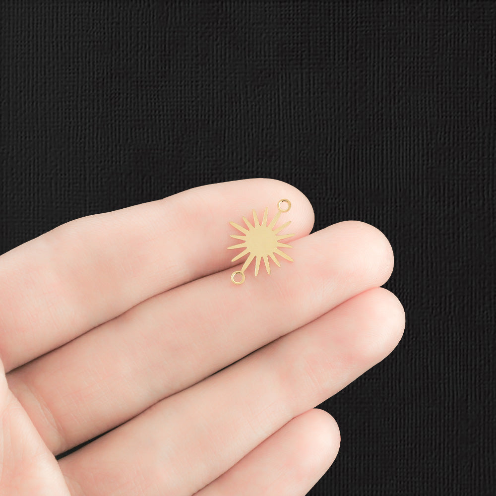 2 breloques dorées connecteur soleil 2 faces - GC1290
