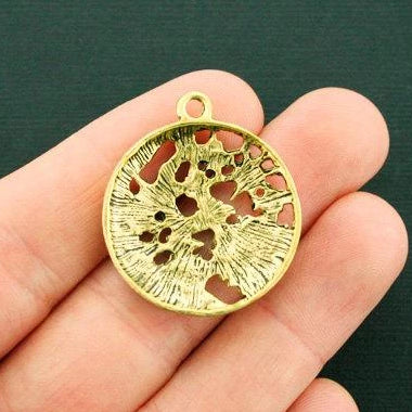 2 Sun and Moon  Antique Gold Tone Charms - GC1105