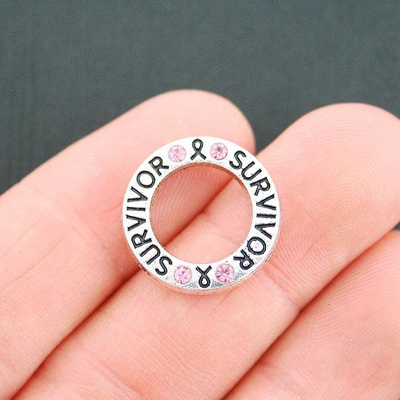 2 Survivor Antique Silver Tone Charms 2 Sided - SC5403