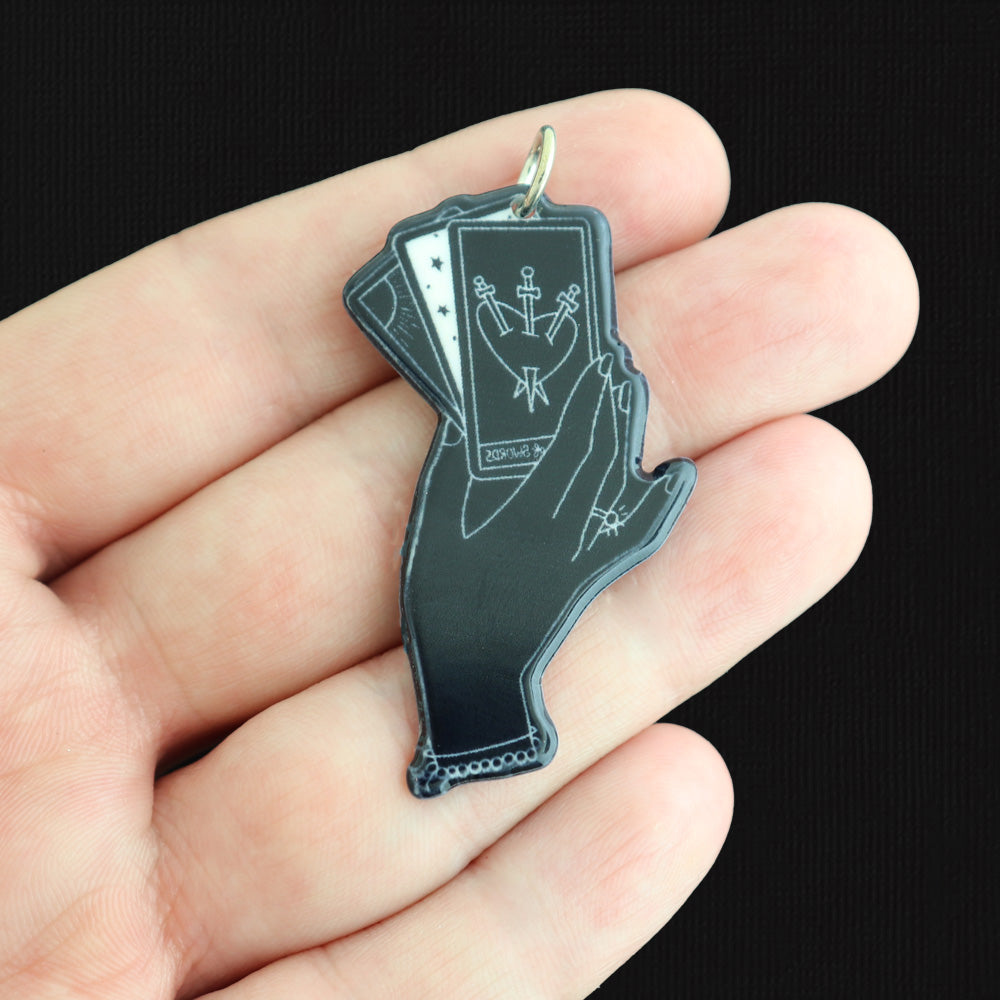 2 Tarot Card Hand Acrylic Charms 2 Sided - Choose Your Color!