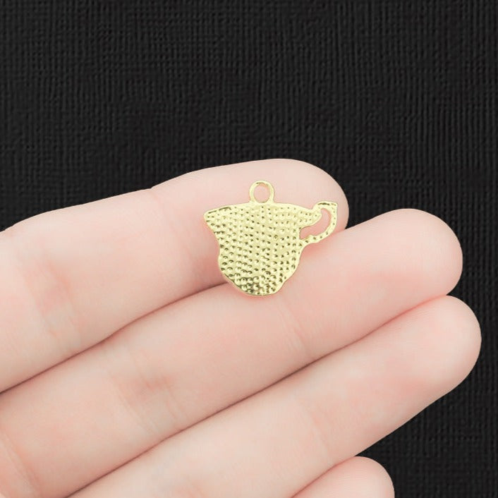 2 Tea Cup Gold Tone Enamel Charms - E264
