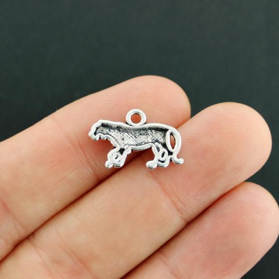 2 Tiger Antique Silver Tone Charms - SC7916