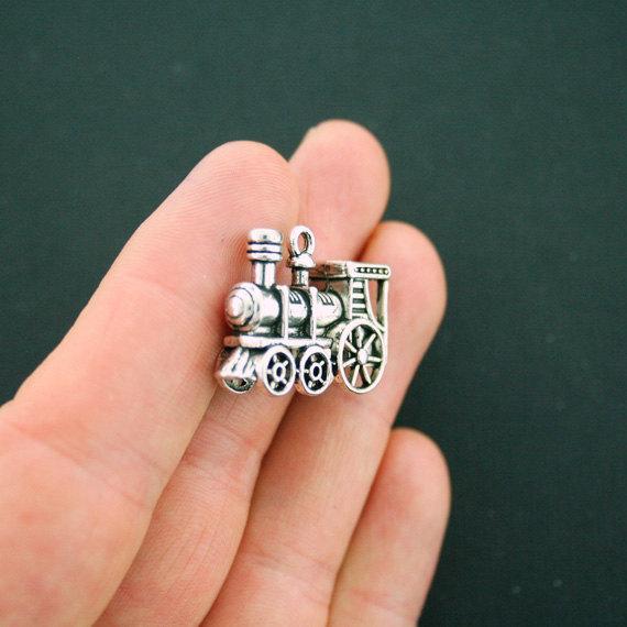 2 Train Antique Silver Tone Charms 3D - SC5715