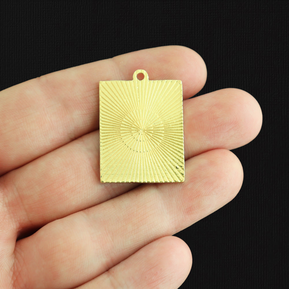 2 Van Gogh's Self Portrait Gold Tone Enamel Charms - E503