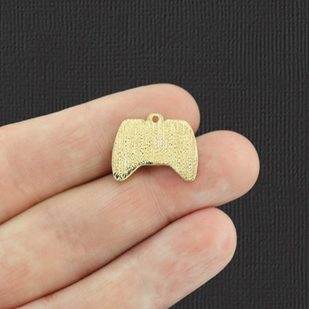 2 Video Game Controller Gold Tone Enamel Charms - E594