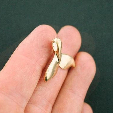 2 Whale Tail Gold Tone Charms 2 Sided - GC952