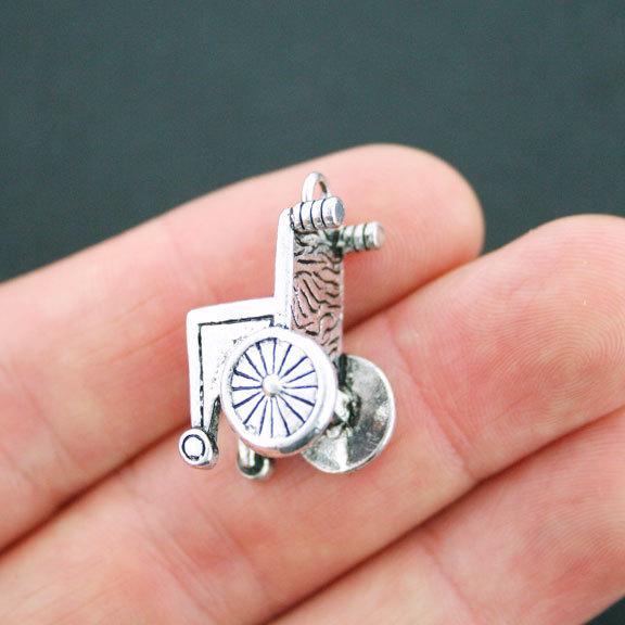 2 Wheelchair Antique Silver Tone Charms 3D - SC5121
