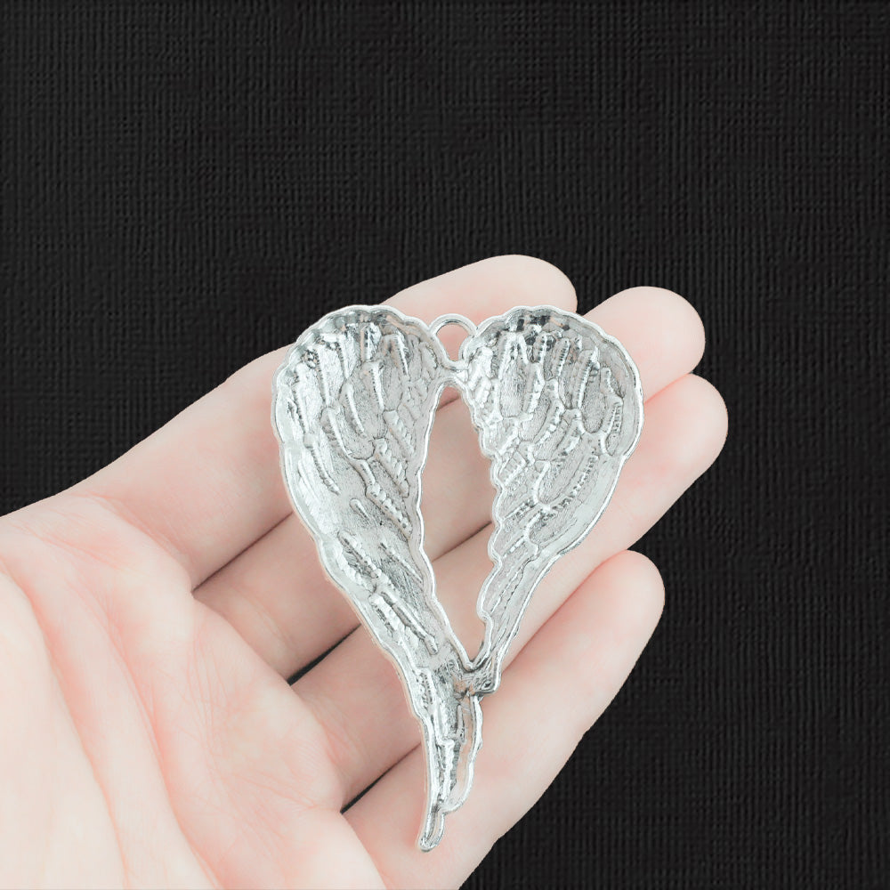 2 Wings Silver Tone Charms - SC2661