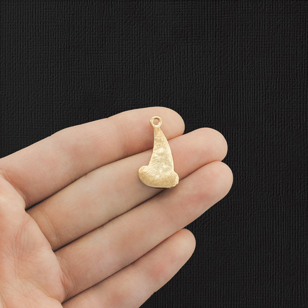 2 Wizard Hat Gold Tone Enamel Charms - E539