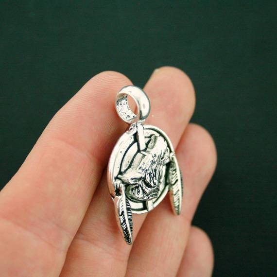 2 Wolf Antique Silver Tone Charms - SC7137