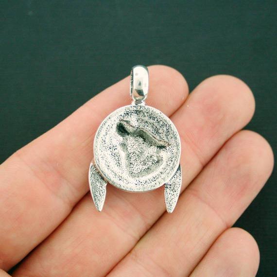 2 breloques de ton argent antique loup - SC7137