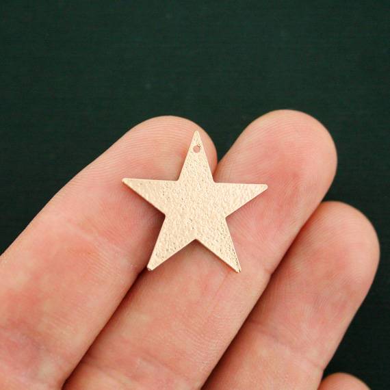 2 Boho Pattern Star Gold Tone Enamel Charms - E452