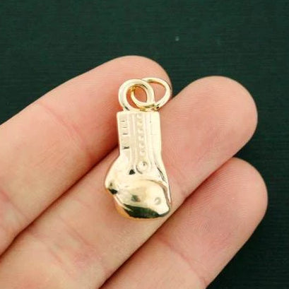 2 Boxing Glove Gold Tone Charms 3D - GC332