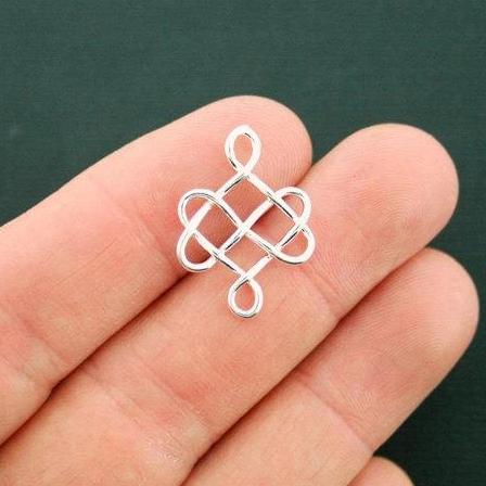 2 Celtic Knot Connector Silver Tone Charms 2 Sided - SC6485