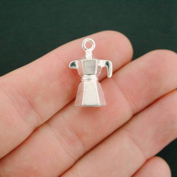 2 Coffee Silver Tone Charms 3D - SC7426