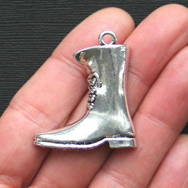 2 Combat Boot Antique Silver Tone Charms - SC2847
