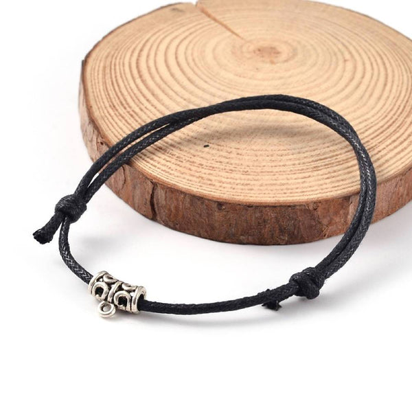 Black Wax Cord Adjustable Bracelet - 55-110mm - 2 Bracelets - N270