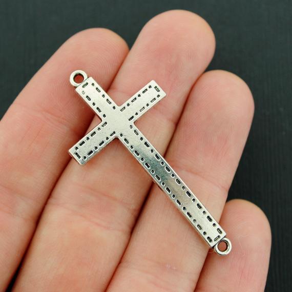2 Cross Connector Antique Silver Tone Charms - SC2282