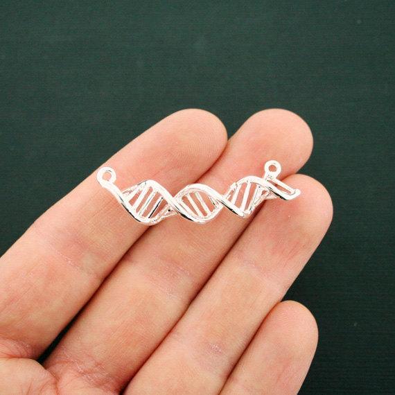 2 DNA Connector Silver Tone Charms 3D - SC6507