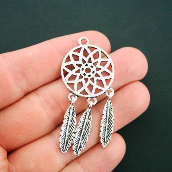 2 Dreamcatcher Antique Silver Tone Charms - SC5833