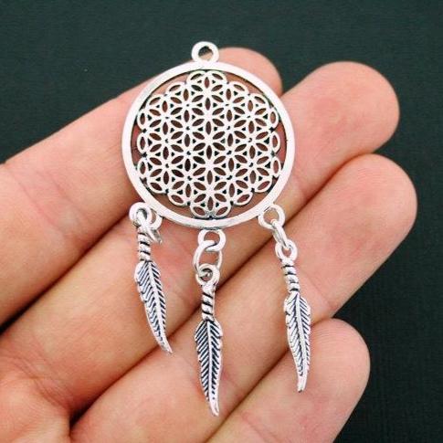 2 Dreamcatcher Antique Silver Tone Charms - SC5668